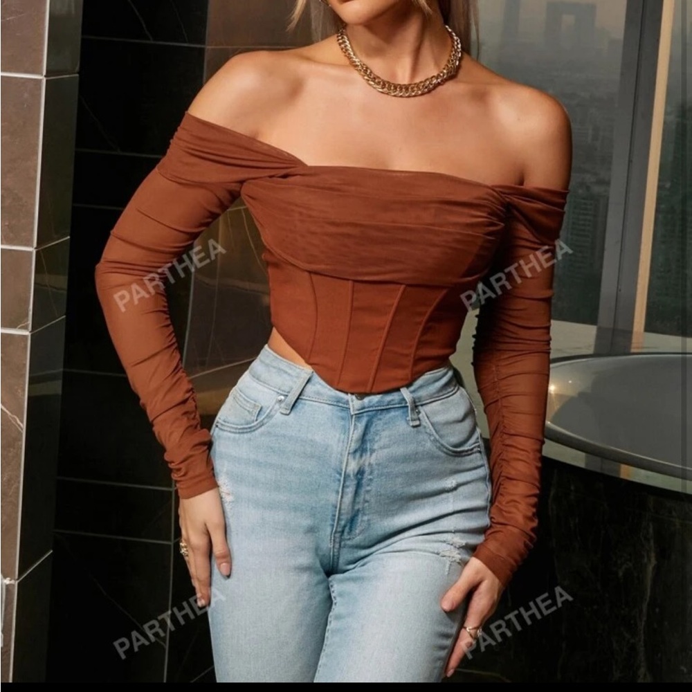 Burnt orange cropped corset top